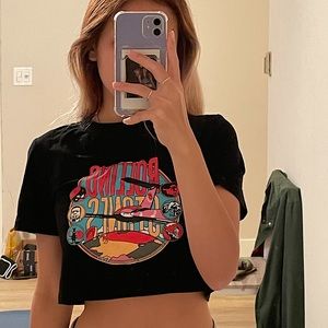 rolling stones graphic crop top